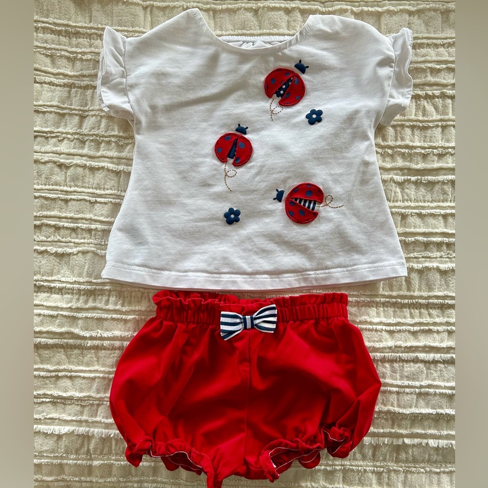 Mayoral White and Red Ladybug Outfit